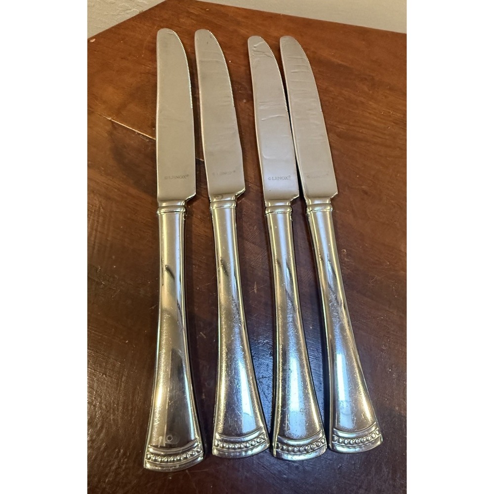 Lenox PORTOLA Stainless 4 Dinner Knives 18/10 Glossy Flatware